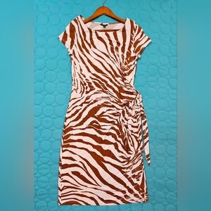 Lafayette‎ 148 New York Designer Zebra Print Coctail Dress Nordstrom Size M